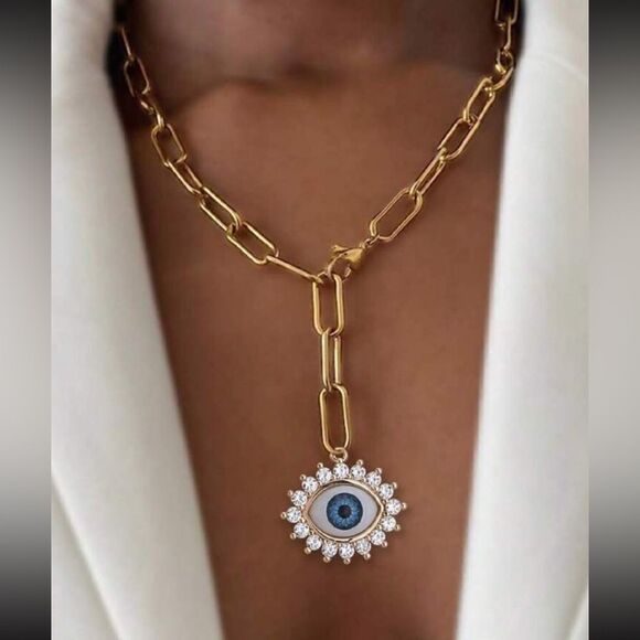 Bohemian evil eye necklace N249 - Picture 1 of 5